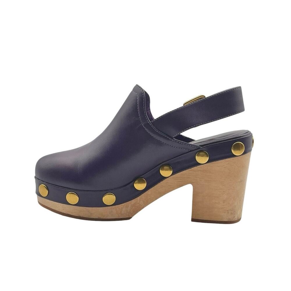 Charlotte Stone Hari Leather Purple Studded Platform Slingback Clogs Size 8‎